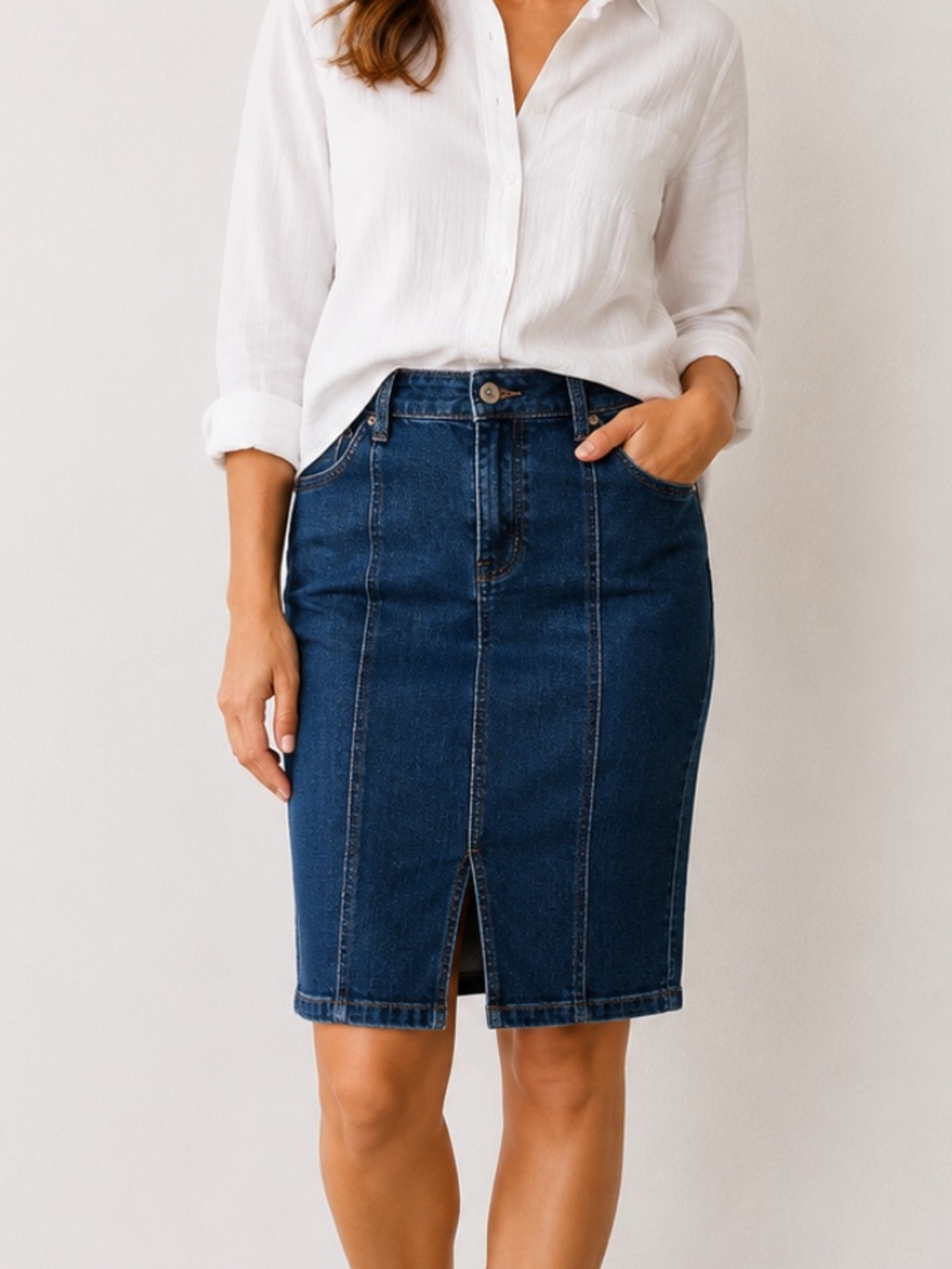 Gap Jeans Denim Skirt Long Size‎ 14 Back Slit Y2K